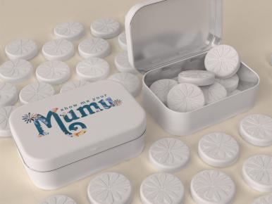 personalised mints with flower logo embossed for fashion retailer